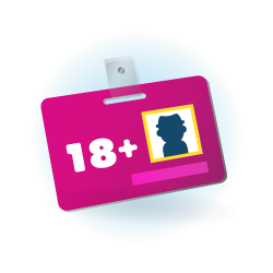 An illustration of a identification card showing 18 plus